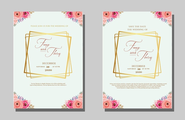 Enregistrez la carte carrée florale de date sur un PSD Premium gris