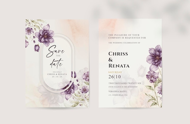 Enregistrez La Carte De Date Avec Des Fleurs Violettes