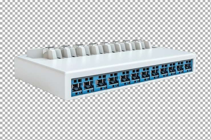 PSD el enrutador de conmutador ethernet aislado en un fondo transparente
