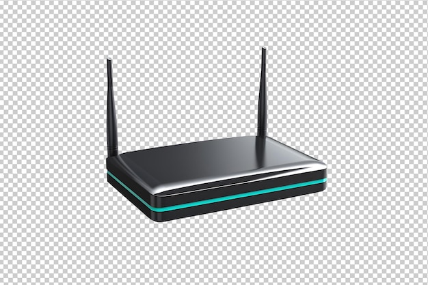 Enrutador inalámbrico ethernet wifi módem objeto aislado png sobre fondo transparente