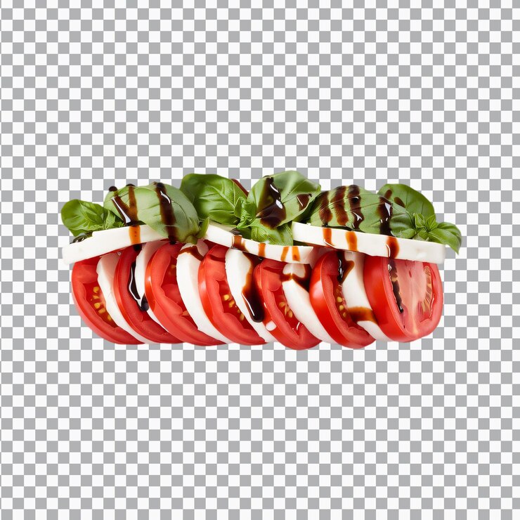 PSD una ensalada de caprese aislada sobre un fondo transparente