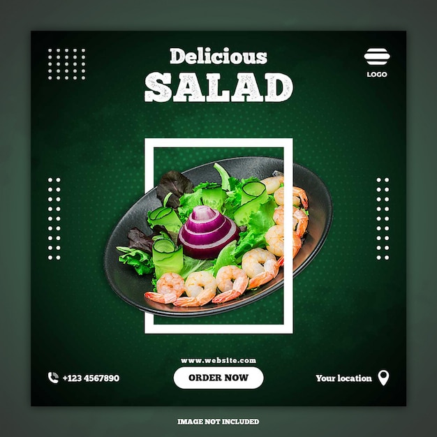 Ensalada deliciosa plantilla de publicación en redes sociales