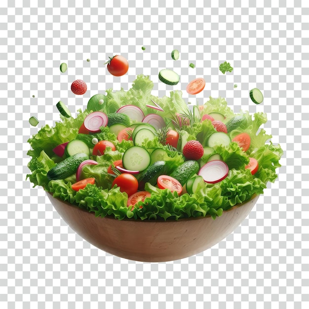 Ensalada flotante fondo transparente