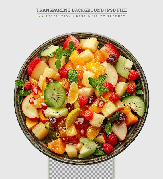 PSD ensalada con frutas y bayas frescas taza de ensalada de frutas frescas saludables