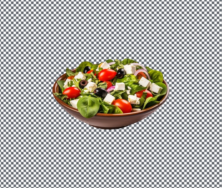 PSD ensalada natural y fresca de espinacas y queso feta aislada sobre fondo transparente