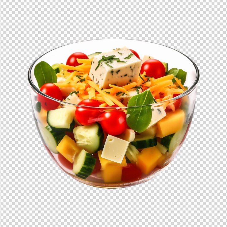 PSD ensalada de verduras aislada en blanco
