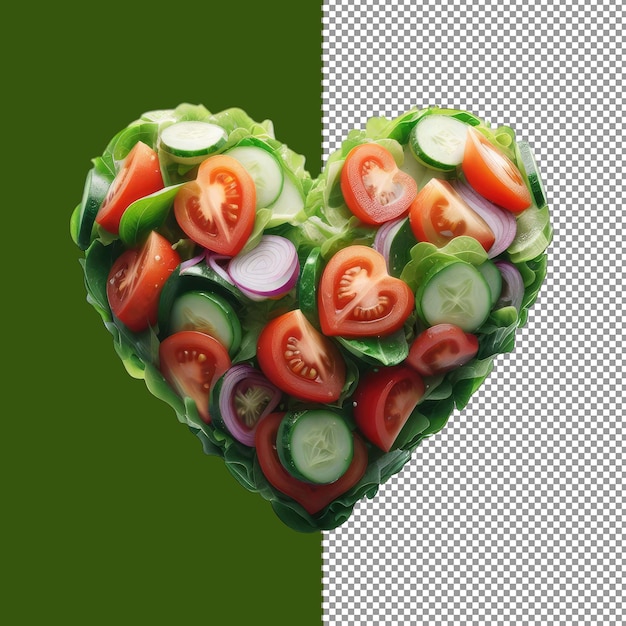 Ensalada de verduras frescas en forma de corazón png