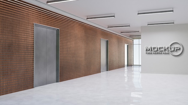 Enseigne commerciale sur la maquette du couloir
