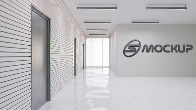 Enseigne commerciale sur la maquette du couloir