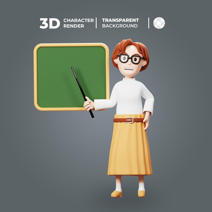 PSD enseignement du personnage 3d women teacher