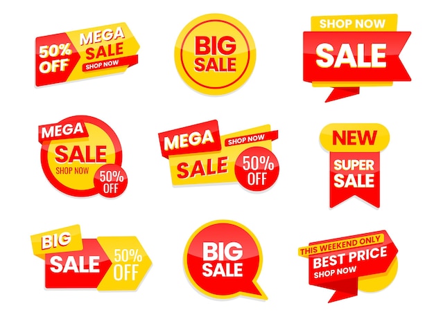 Ensemble d'autocollants de vente