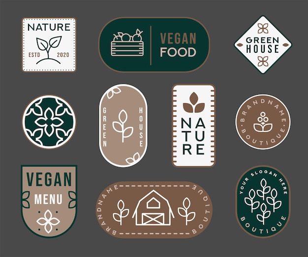 PSD ensemble de badges nature