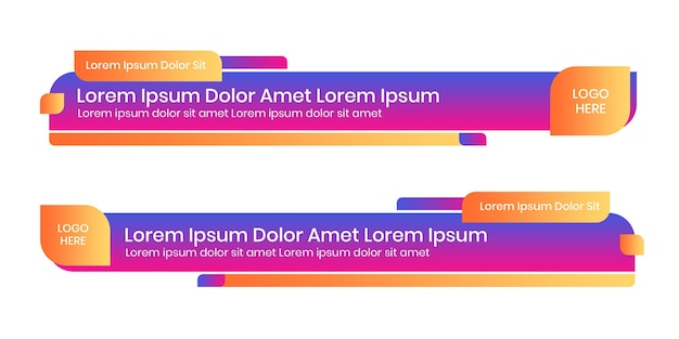 Ensemble de bannières dégradées pour le design de bandeau inférieur Instagram, fichier PSD modifiable pour la conception d’éléments