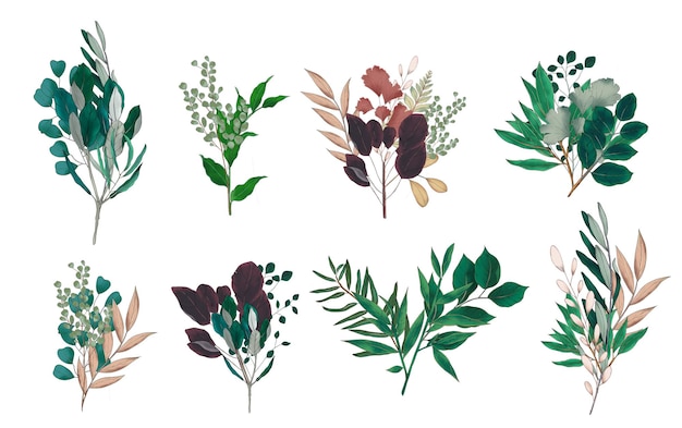 un ensemble de bouquets de fleurs