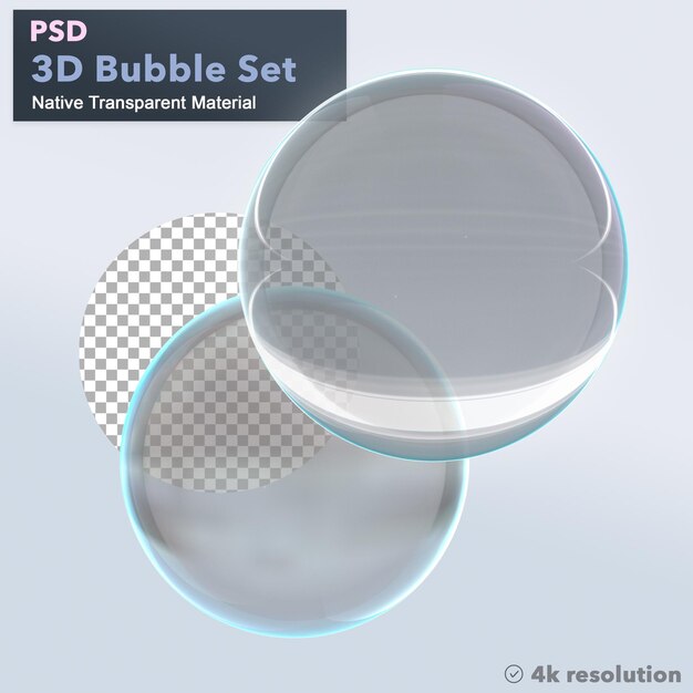 PSD ensemble de bulles bleues transparentes 3d