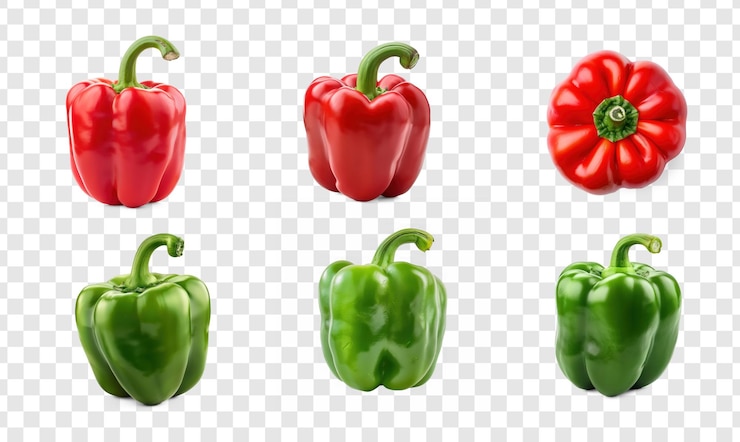 PSD ensemble de capsicum vue latérale pleine longueur sur fond de transparence psd