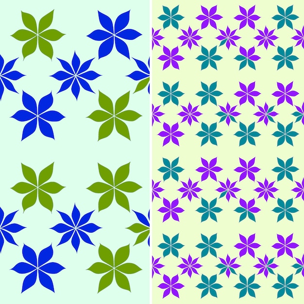 PSD un ensemble de carreaux bleus et verts avec des fleurs violettes