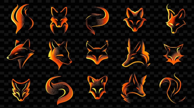 PSD un ensemble de chats en feu sur un fond noir