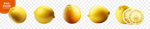 PSD un ensemble de citrons frais sur un fond transparent