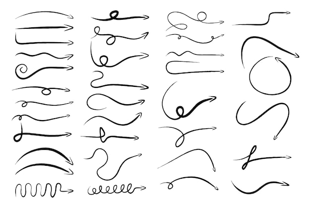 Ensemble de collection de flèches dessinées à la main
