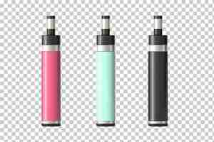 PSD ensemble de collection de stylos vape colorés réutilisables isolés sur fond transparent png psd