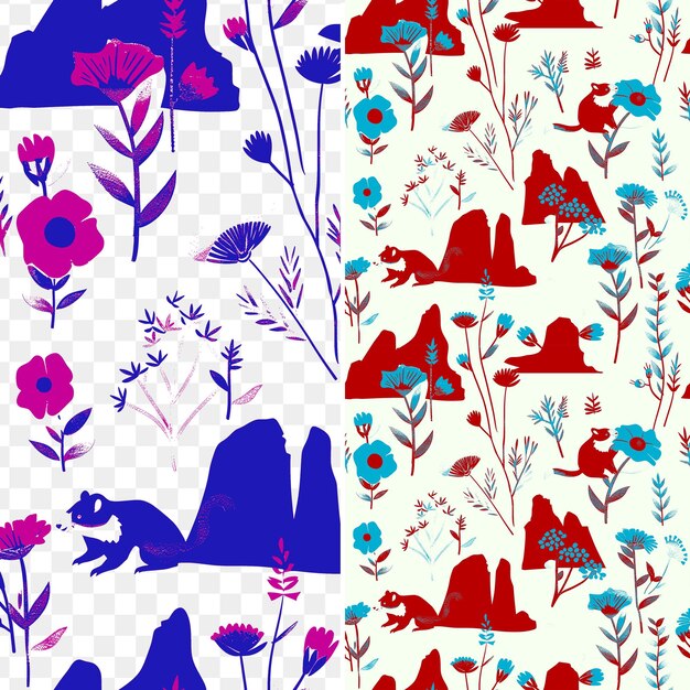 PSD un ensemble coloré de fleurs et un ours