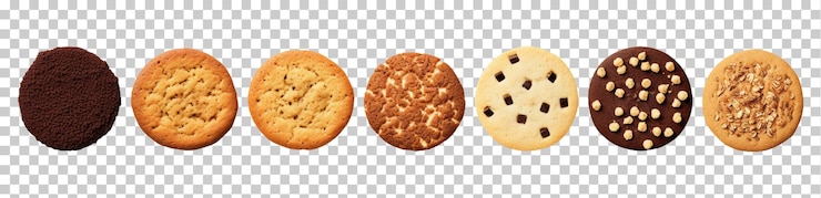 PSD un ensemble de cookies isolés sur un fond transparent png psd