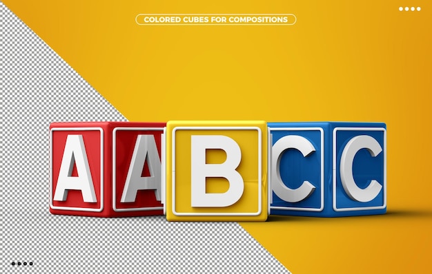 PSD ensemble de cubes alphabet 3d colorés