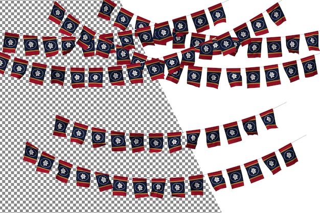 Ensemble De Décoration De Corde De Banderoles De Drapeau De L'état Du Mississippi, Petit Drapeau De Célébration, Rendu 3d