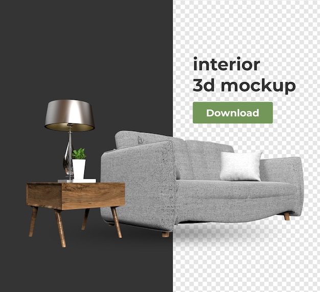 Ensemble De Décoration Intérieure En Rendu 3d