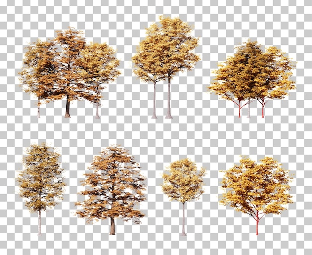 Ensemble de découpe d'illustration d'arbre d'automne