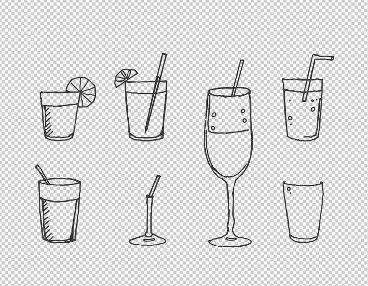PSD un ensemble de dessins de boissons et de boissons