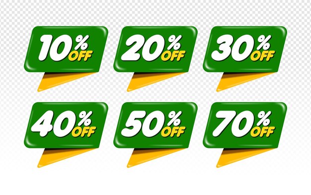 Un ensemble de différents articles pour un lot de vente flash vert jaune 10 20 30 40 50 70