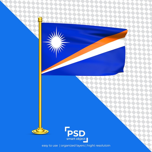 PSD ensemble de drapeaux ondulant des îles marshall isolé sur fond transparent