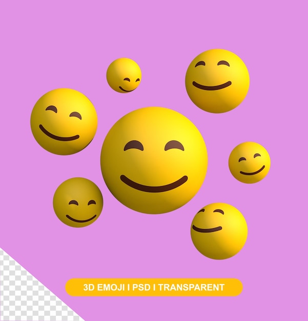 PSD ensemble d'émoticônes de sourire heureux 3d