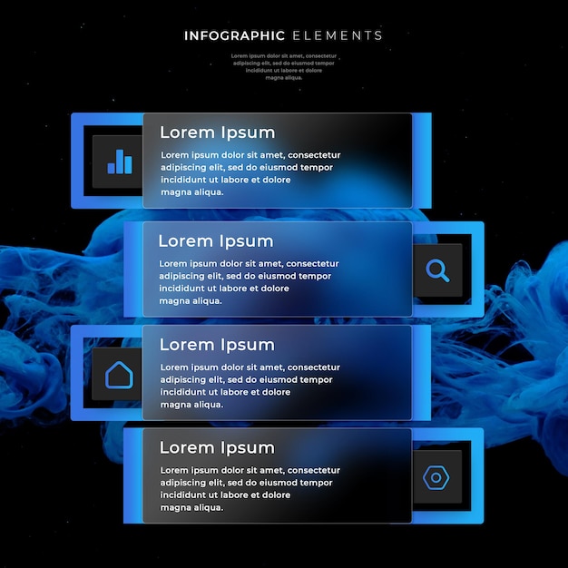 PSD ensemble d'étapes d'infographie de gradient d'effet de verre