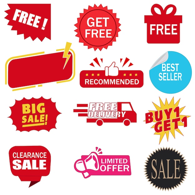 Ensemble d'étiquettes de vente
