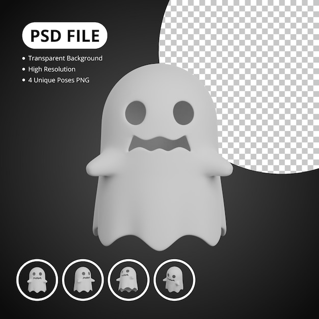 PSD ensemble de fantômes 3d pour le rendu 3d d'halloween