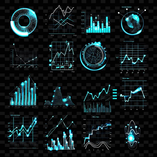 PSD un ensemble de graphiques et de tableaux avec le mot graphique en bas