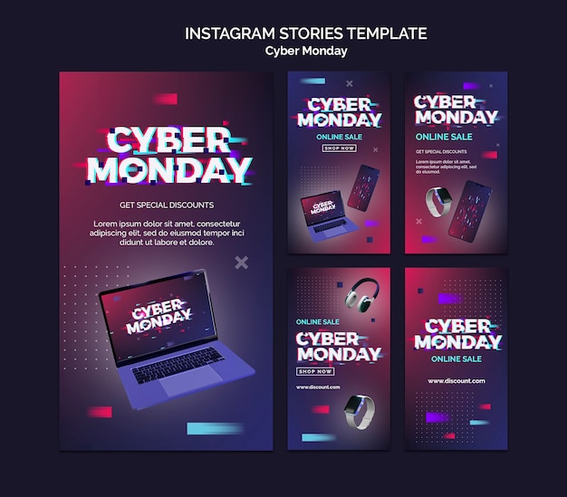 Ensemble d'histoires futuristes du cyber lundi ig