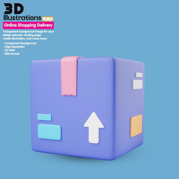 Ensemble d'icônes 3D de livraison de magasinage en ligne de livraison PSD