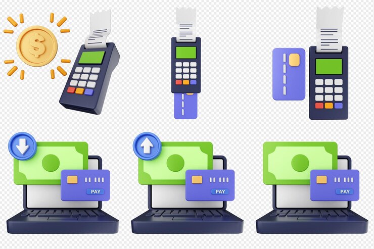 PSD ensemble d'icônes d'argent de paiement 3d