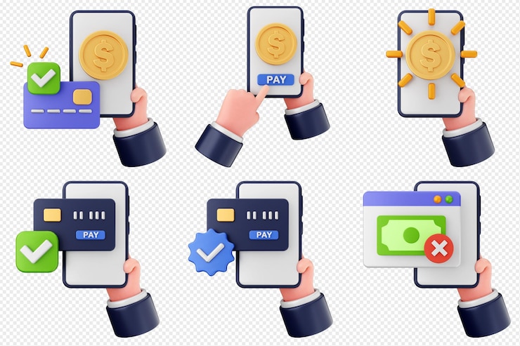 PSD ensemble d'icônes d'argent de paiement 3d
