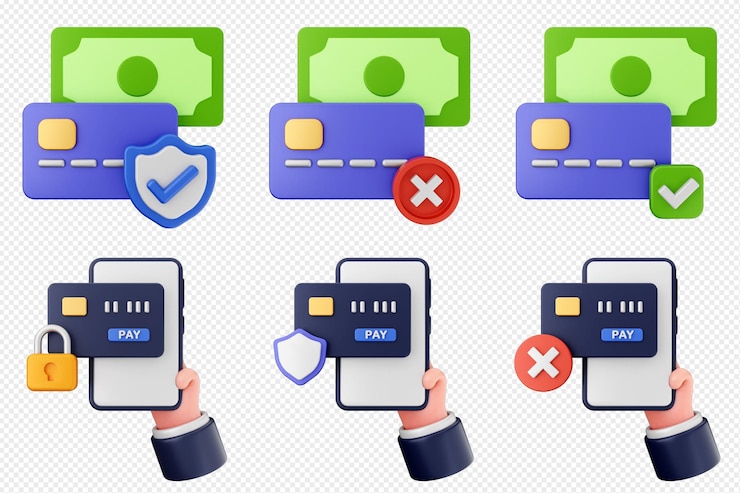 PSD ensemble d'icônes d'argent de paiement 3d