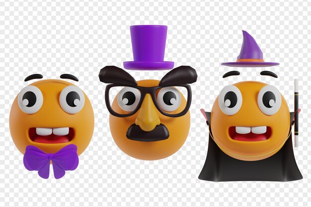 PSD un ensemble d'icônes emoji de rendu 3d mignons et uniques