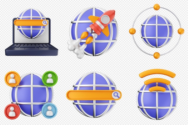 Ensemble d'icônes de médias de téléchargement 3D