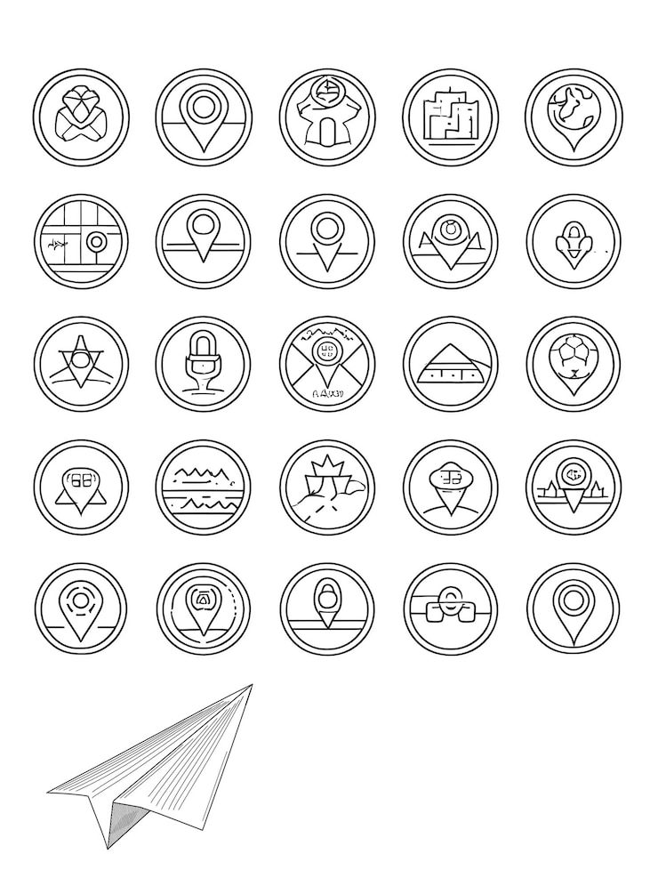 PSD ensemble d'icônes de position ou de logo de l'emplacement