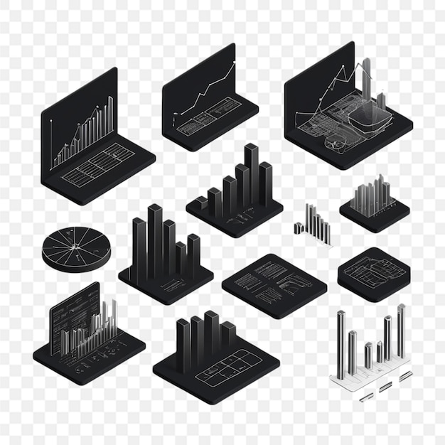 Ensemble d'icônes vectorielles liées à l'analyse des données Contient des icônes telles que Mining Bar transparent à l'arrière