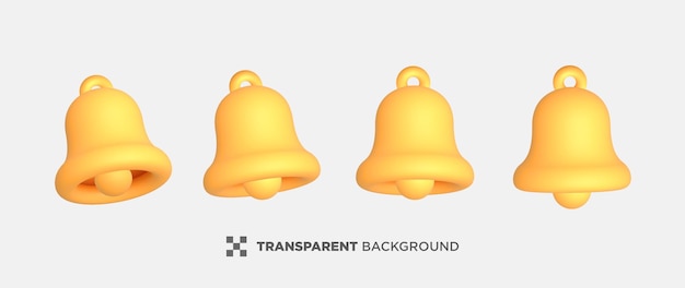 Ensemble d'illustration de cloches de rendu d'icône 3d