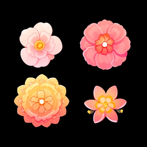 PSD un ensemble d'illustrations florales pour le jeu